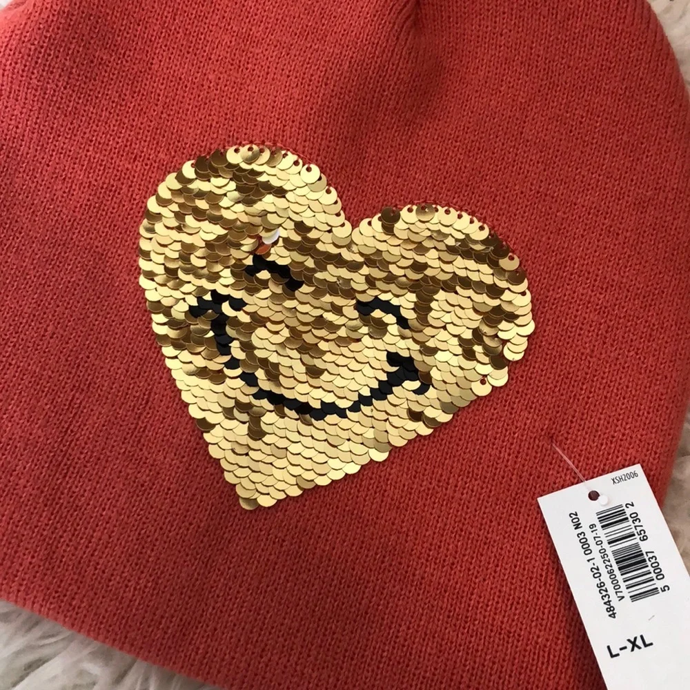 Old Navy l Sequin Coral Heart Winter Hat